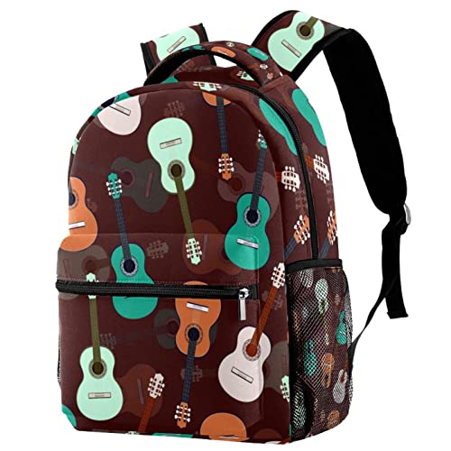 Sac à dos guitares colorées léger pour livres scolaires fille et garçon