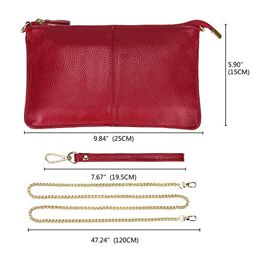 Image of Uromee Genuine Leather Wristlet Wallet Clutch Purses with Detachable Chain
