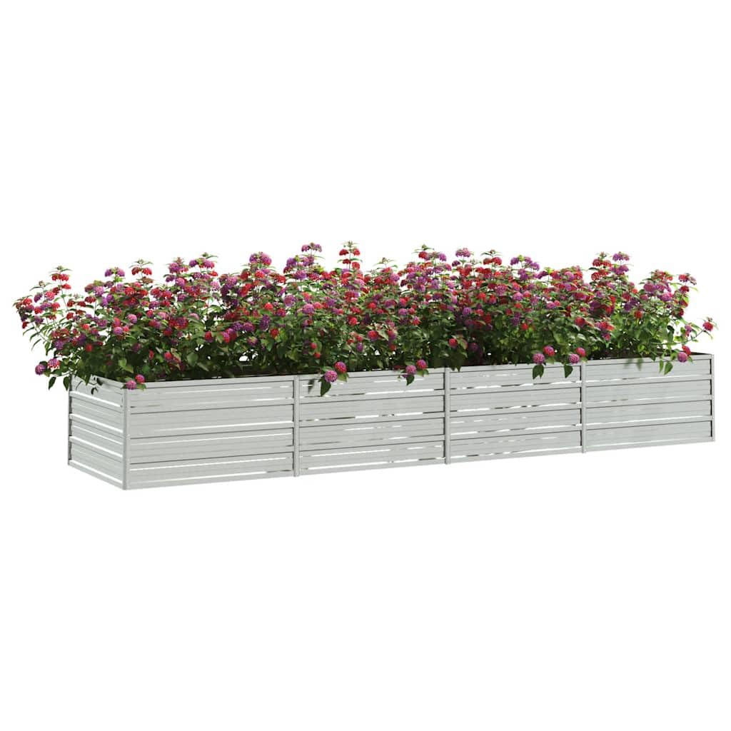 Jardín de 320 x 80 x 45 cm – robusto bancal de acero galvanizado en plata – Gran bancal elevado para jardín, balcón y terraza – perfecto para verduras, hierbas y flores