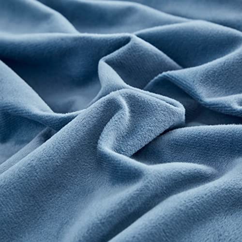 Houseri Velvet Blue Comforter Set Queen Light Blue Bedding Comforter Fluffy Dusty Blue Flannel Bedding Sets Lake Blue Sherpa Comforters Sets Warm Fuzzy Bedding Blanket #TOP4