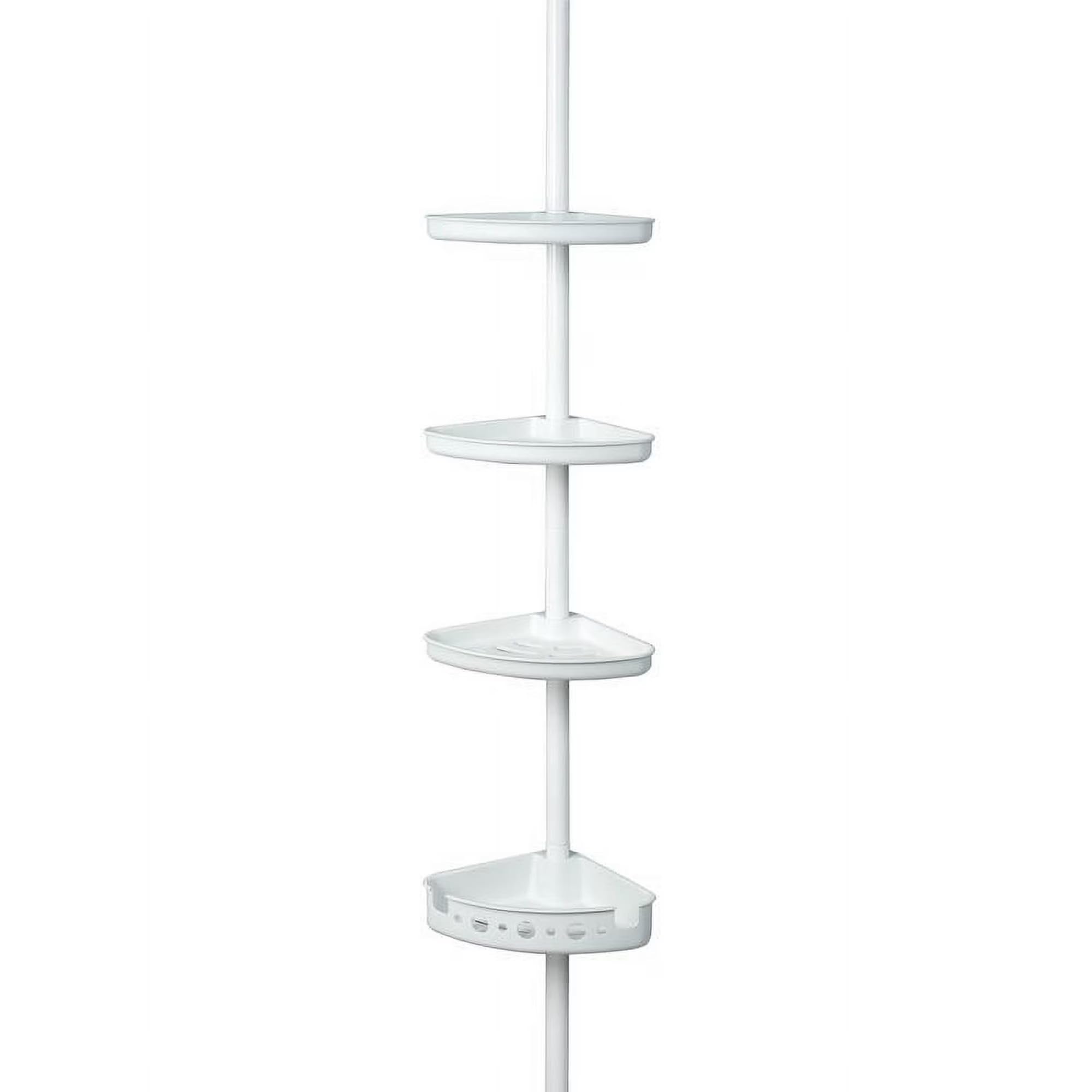 Adjustable Shower Pole Caddy with 3 Shelves Corner Organizer Tension Pole Shower Shelf Bathroom Storage Rack for Family