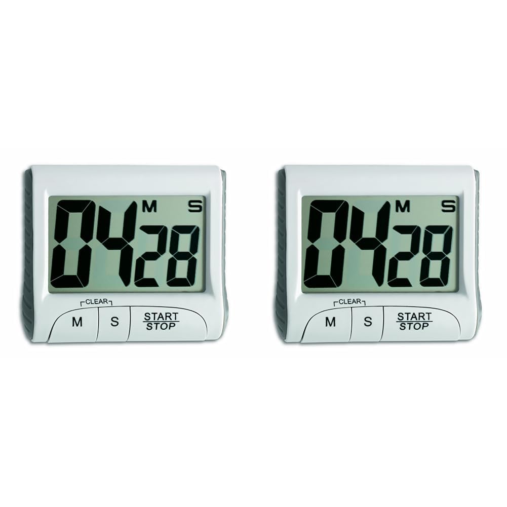 TFA Dostmann Eieruhr Timer digital, 38.2021.02, magnetische Küchenuhr, Hausaufgabentimer, Zubehör Kurzzeitwecker, Sporttimer, bis 99 Min 59 Sek, mit Memory-Funktion, klein und handlich, weiß