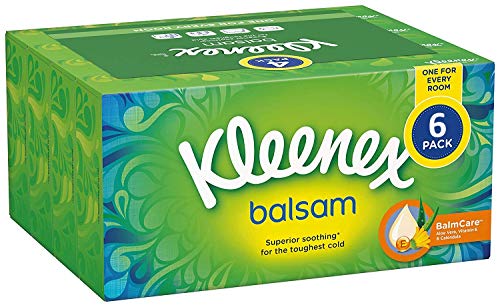 Kleenex Balsam 3 Ply Facial Tissues Superior Soothing Balm Care, 384 Count, Pack of 6, COST270680(Packaging May Vary)