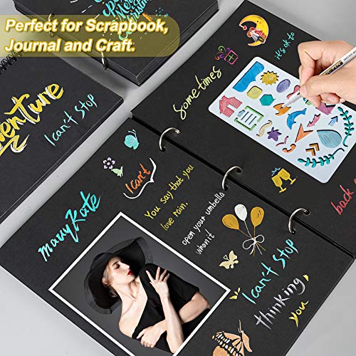 30 Pack Metallic Marker Pens, Lineon 24 Colors Fine Tip Paint Pens With 6 Stencils For Diy Craft Photo Album Rock Art Painting Card Making Glass Wood #TOP4