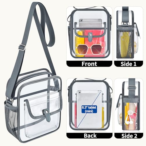 Image of SPODEARS Clear Crossbody Bag for Stadium, Concert, Festival & More - Adjustable Shoulder Strap & Bottle Holder