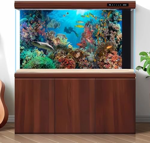 Under The Sea Aquarium Background Tropical Anthias Fish With Net Fire Corals On Red Sea Reef Fish Tank Background Underwater Marine World Fish Tank Decors Undersea Aquarium Backdrop Poster 36x24in — 사진 2