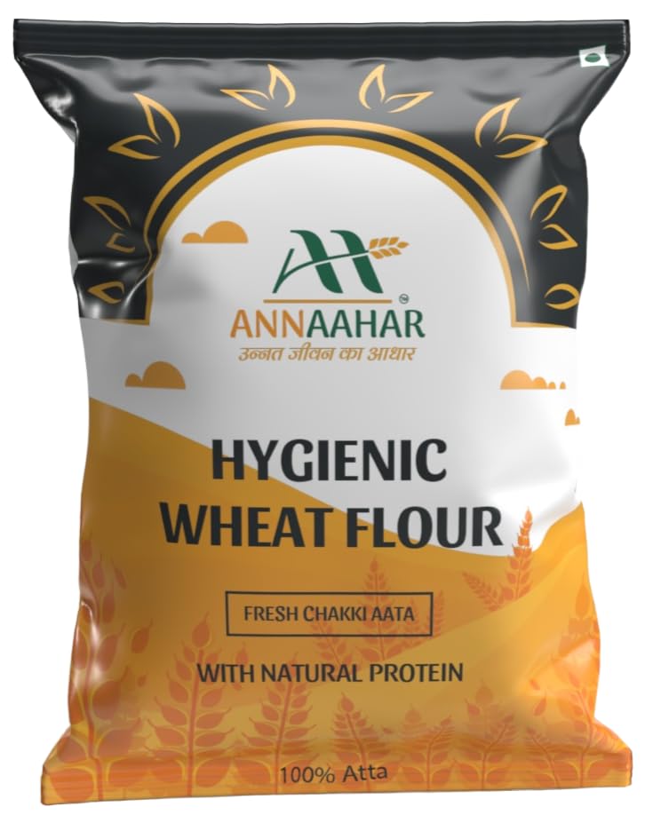 AnnAahar Hygienic Wheat Flour | Chakki Fresh Atta | Made By Stone Grinding | No preservatives | Full Of Natural Protein | Long Time Softness. (5Kg) AnnAahar Hygienic Wheat Flour | Chakki Fresh Atta | Made By Stone Grinding | No preservatives | Full Of Natural Protein | Long Time Softness. (5Kg)