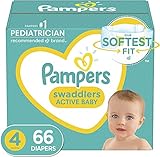 Diapers Size 4, 66 Count - Pampers Swaddlers Disposable Baby Diapers, Super Pack (Packaging May...