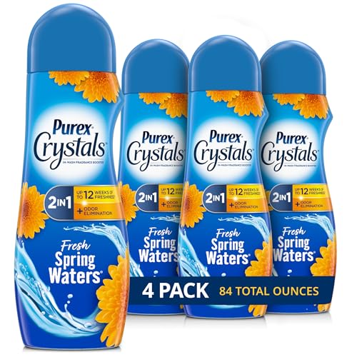 Purex Crystals In-Wash Fragrance and Scent Booster, Fresh Spring Waters, 21 Ounce (Pack of 4)