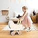 SPEEDY MONKEY Wooden Doll Stroller Pram | Pretend Play Push Toy for Toddlers | Kids’ Baby Doll Walker with Soft Bedding | Durable Role-Play Stroller for Imaginative Play & Nursery Decor