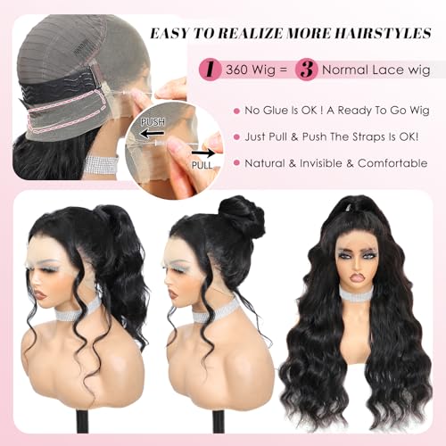 360 Beluck Hidden Strap Drawstring Lace Front Wigs Human Hair Pre Plucked 180 Density Body Wave Frontal 360 Glueless Wigs Human Hair Full Lace HD Lace Front Wigs 18 Inch - Image 4
