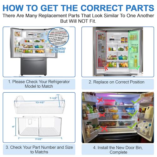 [2 PACK] UPGRADED DA63-09775A DA97-20984A Refrigerator Door Bin Replacement Compatible with Samsung Refrigerator Door Shelf Right Samsung Refrigerator Door Bin RF27T5201SR, RF28T5001SR, RF27T5241SR - Thumbnail 6