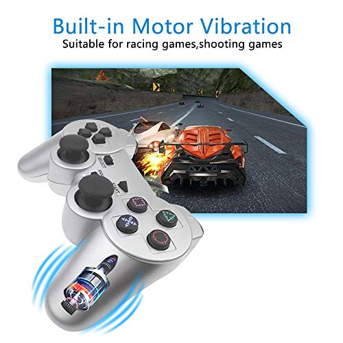 PS2 Controller Wired, MOLICUI Remote for Sony Playstation 2 Console,Silver