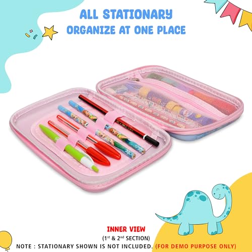 Image of Stylbase Pencil Box Suitcase for Boys & Girls | Hard School Pencil Case Geometry Box with Password Lock & Handle | Pencil Pouch for School Supplies Kids (Cherry Blossom Pink)