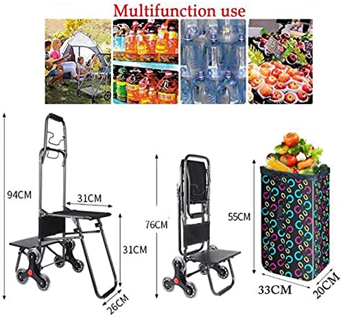 JeeKoudy Faltbarer Trolley, Faltbarer Einkaufswagen mit Sitz für behinderte 6-Rad-Einkaufstrolley-Tasche, Faltbarer… – Bild 8