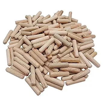 AxeSickle Wooden Dowel Pins 6mm x 25mm Fluted Wood Dowels Rods, Made of Hardwood, Approx 1/4 x 1 inch, 200 Pcs.