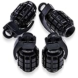 MEAJOO 4 PCS Chrome Grenade Tire Valve Stem Caps, Stainless Steel Tire Valve Caps Wheel Valve Caps for Cars,Trucks, SUV, Motorcycles, Bicycles (Blcak)