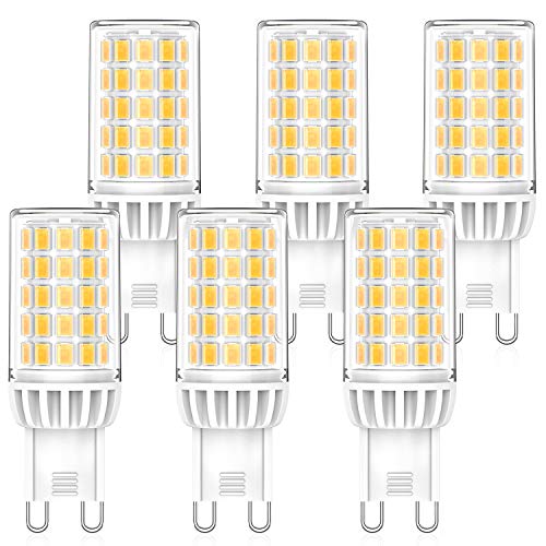 MLlichten 6W Bombillas LED G9 4000K Blanco Natural, Equivalente 50W 60W Halógeno, No Regulable Sin Parpadeo G9 LED Bombillas, AC220-240V G9 Lámpara LED, Ángulo de Luz de 360°, Paquete de 6