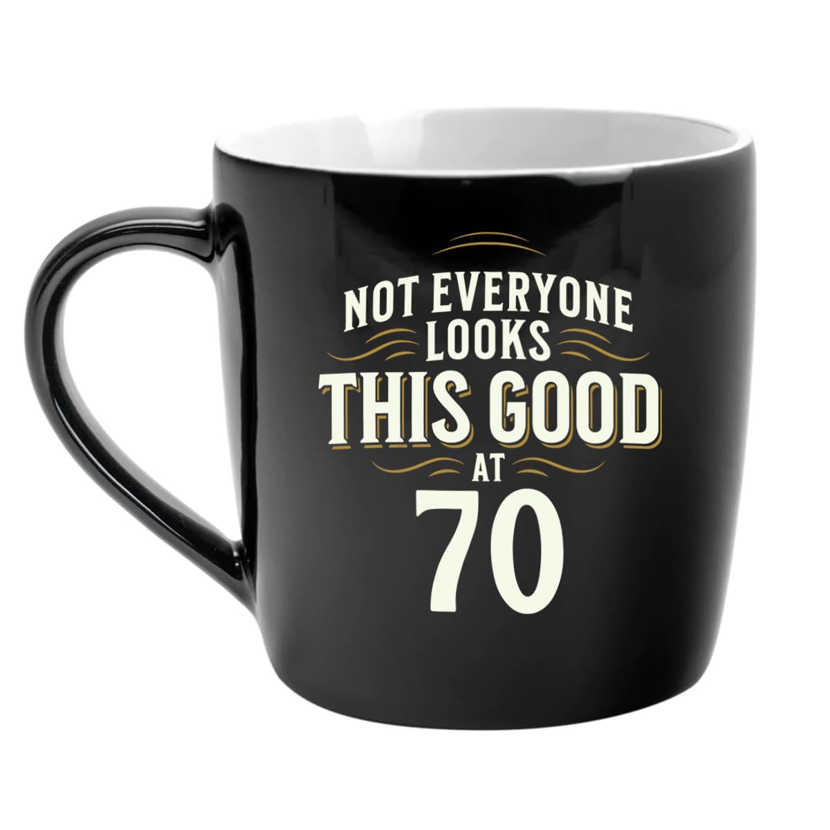 70th Birthday Gift Mug Present Keepsake for Women Men Funny Age 70 Happy Birthday - 340ml (Black)