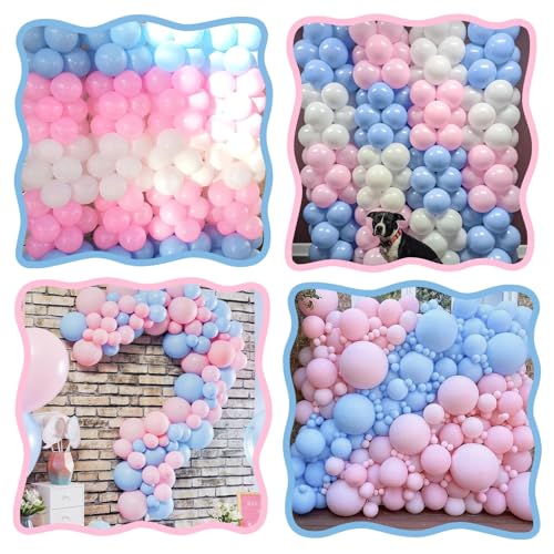 Image of Pink Blue Link Balloons,60Pcs 6Inch Baby Blue and Pink Latex Linking Balloons for Birthday Baby Shower Wedding Anniversary Party Decorations