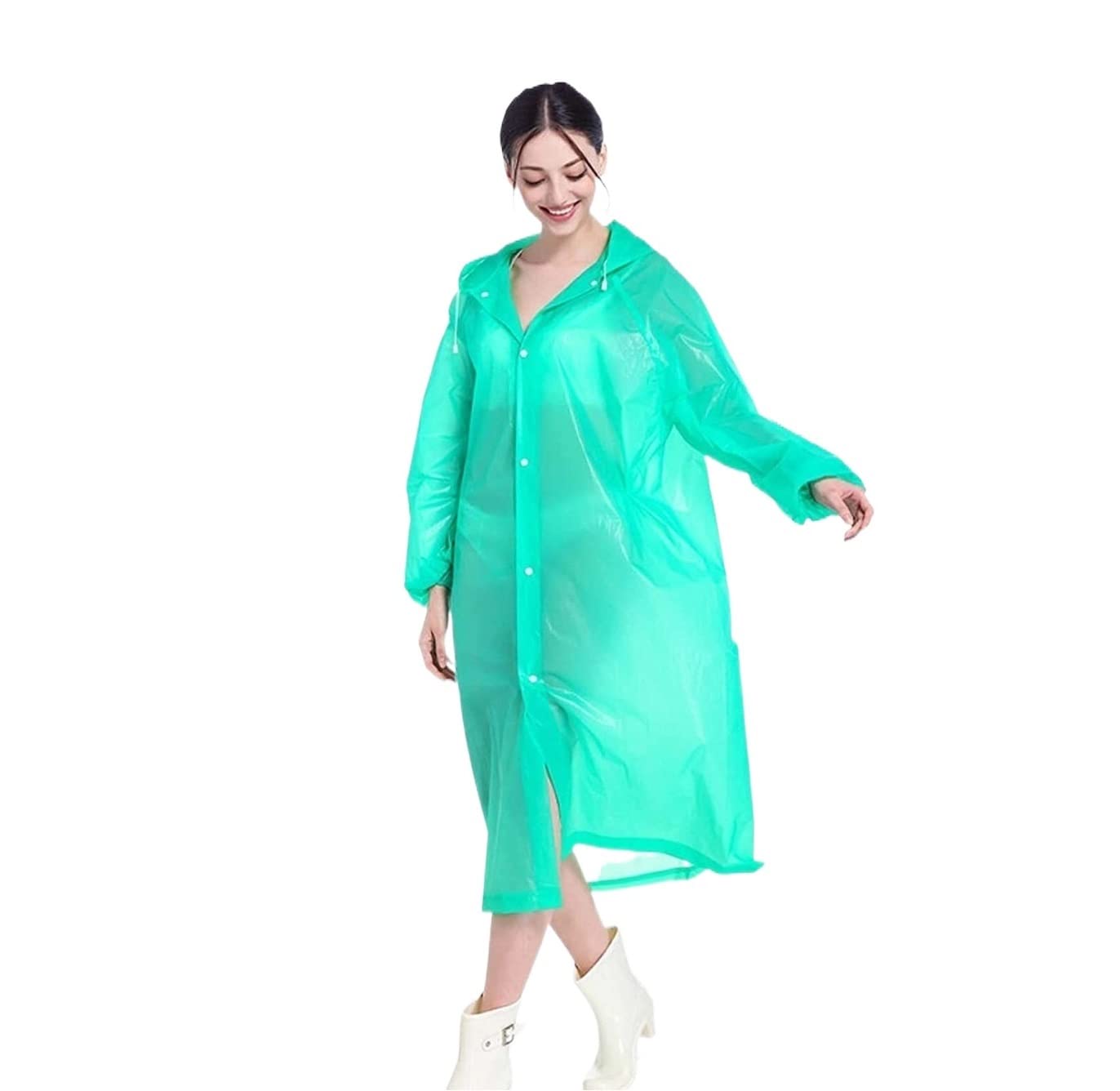 Capa de Lluvia Reutilizable Chubasqueros Largos De EVA 5 Uds, Poncho Lluvia Unisex Reutilizable, Chaqueta Con Capucha Plegable Ropa de Agua para Exteriores