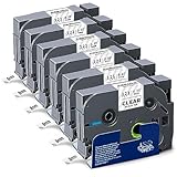 Contenu et couleur : lot de 6 rubans d'étiquettes de 9 mm compatibles avec Brother P-touch TZe121 TZ121 noir sur ruban d'étiquetage laminé transparent. Dimensions : 9 mm de largeur x 8 m de longueur.