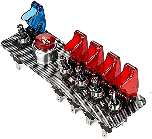 Pannello Interruttori Universale Jtron DC12V Con Interruttore A Levetta A LED Rosso, Pulsante Avviamento Motore E Luce Spia, Per Auto, Camion, Racing E Camper