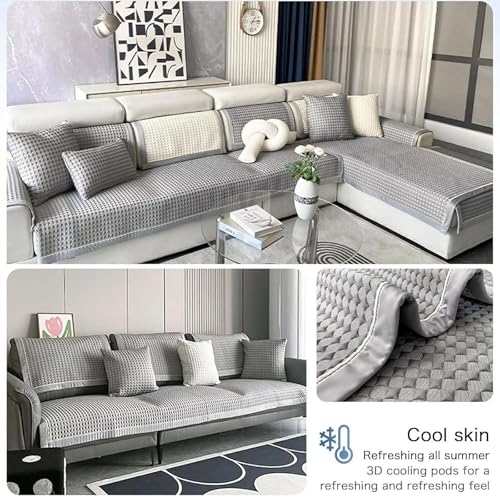 Copridivano lavabile – protezione antigraffio per divano estate coperta a forma di L per mobili grigio 110 x 110 cm – perfetto per proprietari di casa e animali domestici