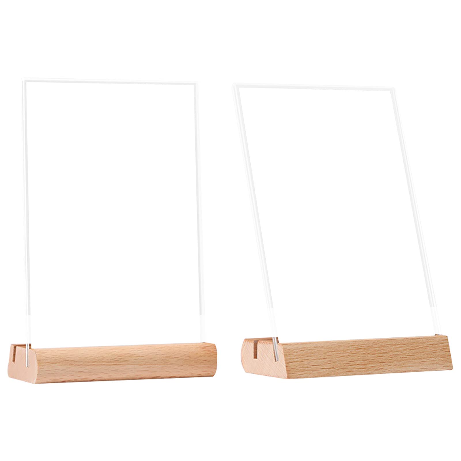 Lot De 3 Supports De Table En Bois A5, étiquettes De Prix Avec Pied En Bois, Support De Table Vertical Double Face, Support De Carte De Menu, Acrylique Pour Brochures, Carte De