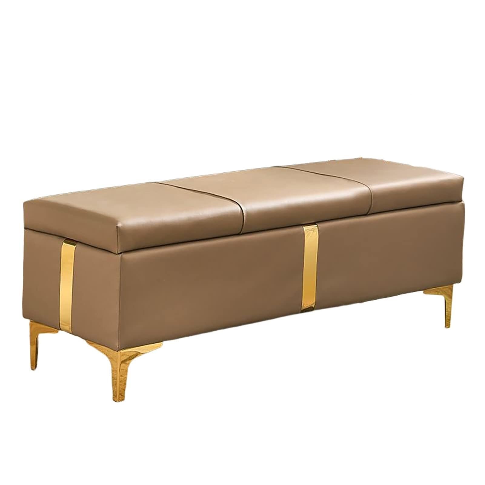 Repose-Pieds Ottoman de Rangement en Similicuir Rectangulaire
