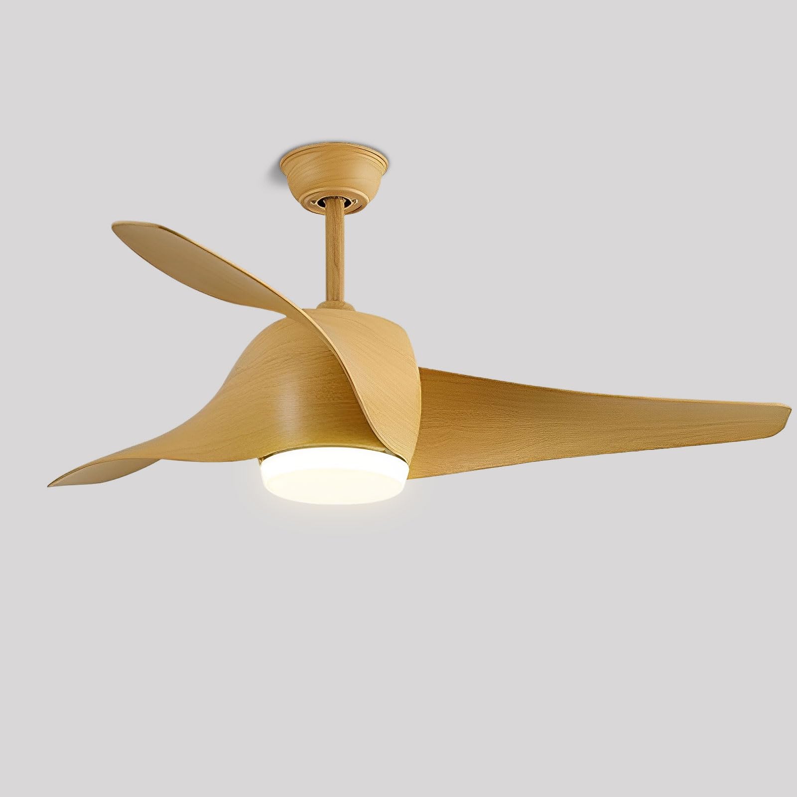 HXYSXHJUO Creative 52in Ceiling Fan With Light Remote Quiet Fans 18W LED Dimmable 6 Speeds For Bedroom Living Room Restaurant 3 ABS Blades