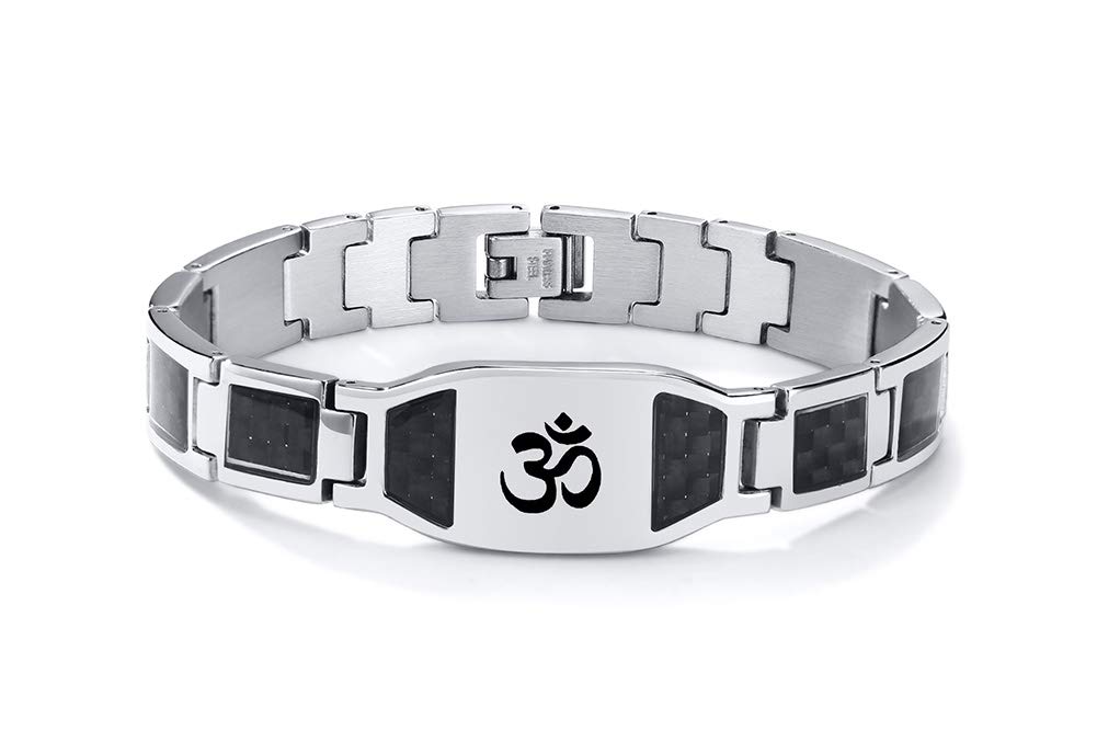 Hisatan Men's Customizable Personalized Link Bracelet with Multi-Pattern Stainless Steel Fashion Bracelet