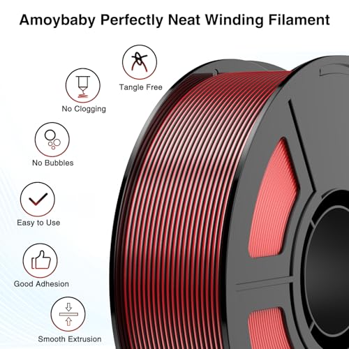 Image of Red Black Dual Color Silk PLA Filament 1KG(2.2lbs), High Speed Halloween Multicolor 3D Printer Filament 1.75mm Fits 3D Printers & 3D Pens