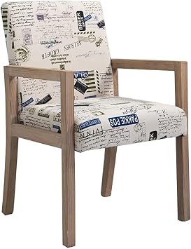 Dining Chair, Solid Wood Chair Frame Retro Armchair, Comfortable Cotton Linen Cushion Backrest Chair, for B&B/Hotel/Restaurant Lounge Chair Color I