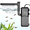 AQQA Fish Tank Filter, 600L/h Internal Aquarium Filter with Aeration & Rainfall, 6W Quiet Fish Tank Filter Pump for Tanks up to 200L