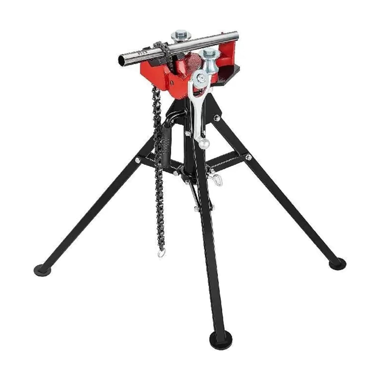 Steel Tripod Pipe Chain Vise 1/8-5in Capacity Foldable Legs Tri-Stand Bench Vice for Fixing Supporting Bending Metal Pipes