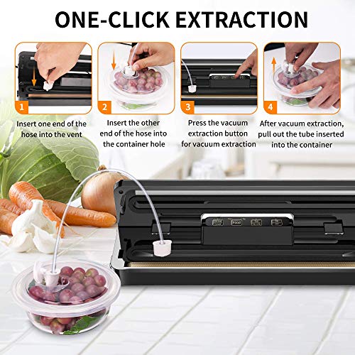 Vacuum Sealer Machine, Automatic Food Sealer Vacuum Air Sealing System For Foodsaver| Portable Sealer with 15 Vacuum Sealer Bags| Dry & Moist Food Modes| Compact | Easy to Clean | Led Indicator Lights