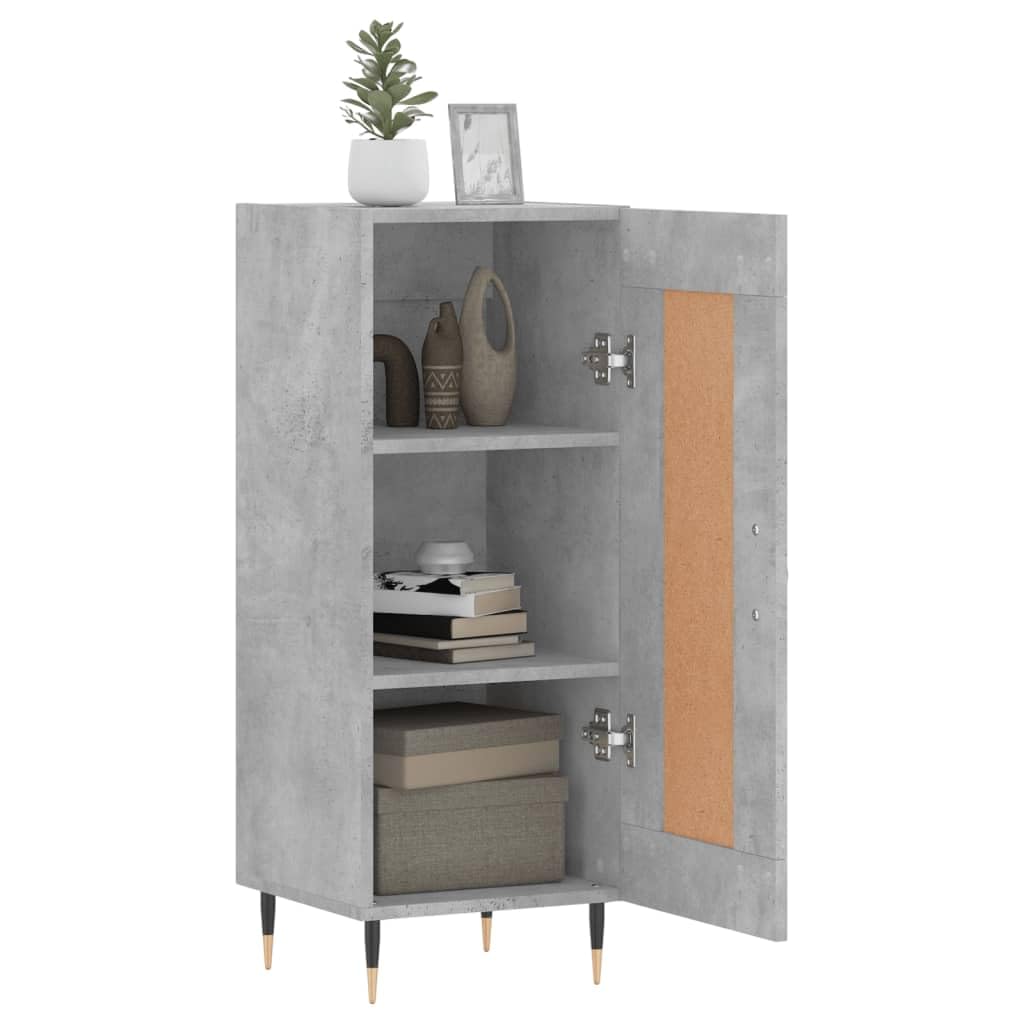 Credenza grigio cemento, 34,5 x 34 x 90 cm, comò con anta e gambe