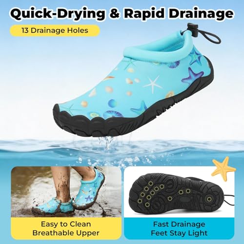 Image of Mishansha Kids Water Shoes Quick-Dry Wide Toe Box Non-Slip Barefoot Shoes Beach Pool Swim Shoes