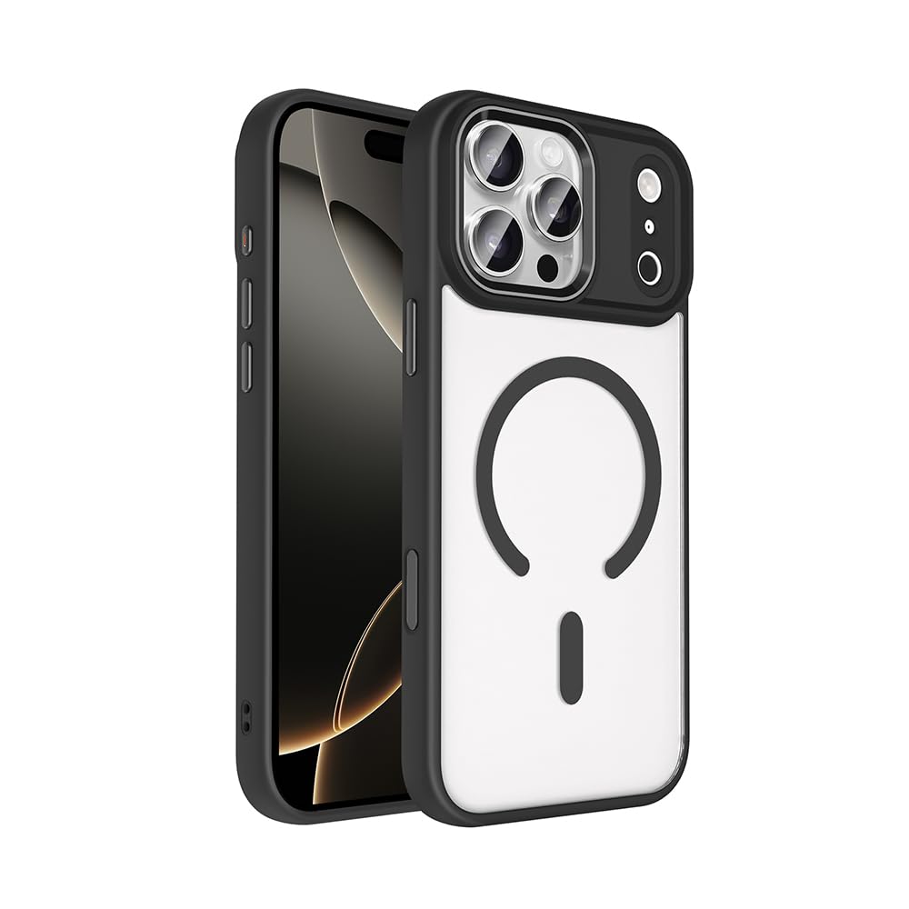 Zore Apple ile uyumlu iPhone 17 Pro Max Kılıf Wireless Şarj Özellikli Zore Krom M-safe Silikon Kapak Siyah