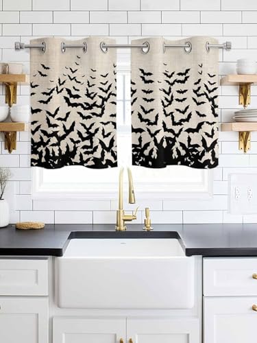 Litter Star Window Curtains with Grommet Top Scary Halloween Window