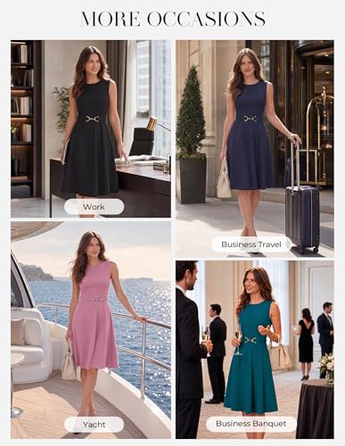 GRACE KARIN Work Business Midi Flowy Sleeveless Dresses for Women Blue L - image 5