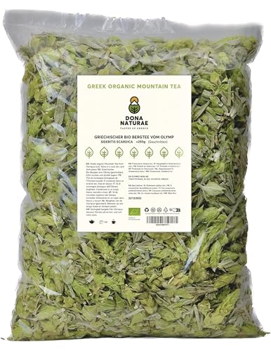DONA NATURAE | Griechischer BIO BERGTEE vom OLYMP (250g) | 100% Sideritis Scardica | Geschnitten | Kosteneffiziente Verpackung