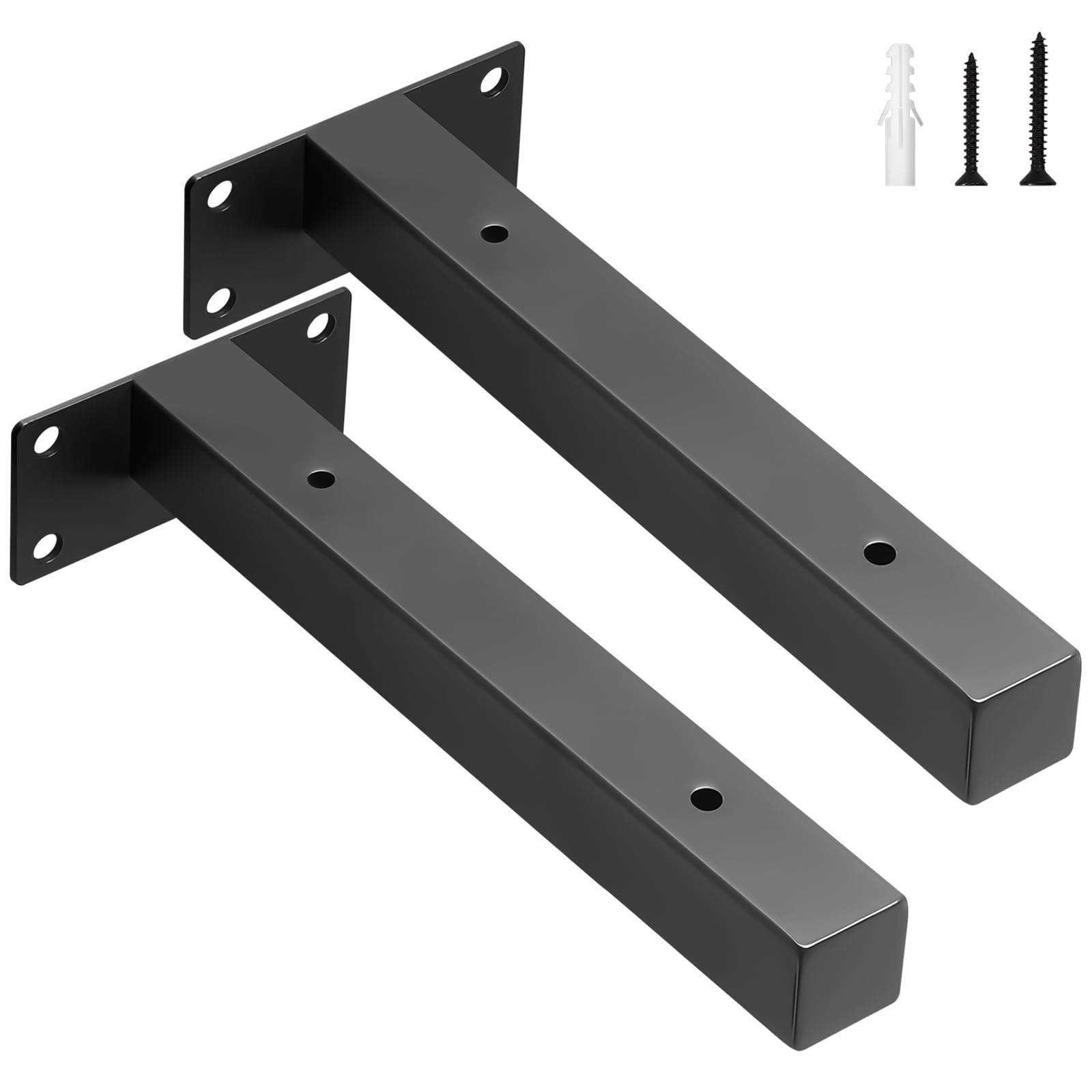 scicent 2 Pack Black Shelf Brackets Heavy Duty, 50KG Capacity, Hollow Design, Wall Brackets for Shelves (Black 20cm) โ image 1