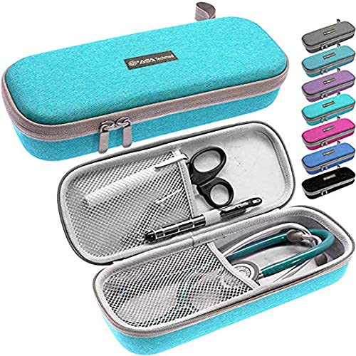 ASA TECHMED Semi Hard Stethoscope Carry Case, fits 3M Littmann Stethoscope and Other Accessories (Turqoise)