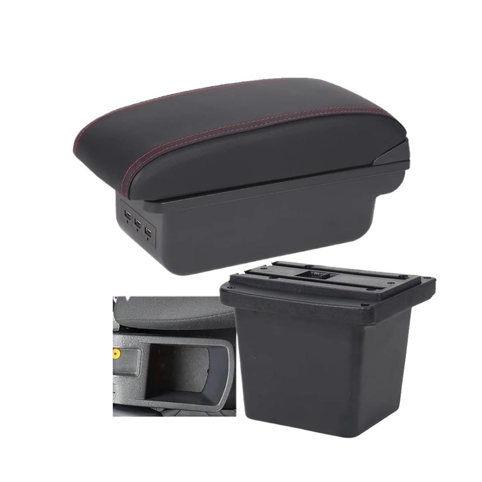REOKIP For Hyundai For Elantra For Touring I30 FD I30cw 2007-2011 Car Armrest Box Center Storage Box Car Arm Rest Box(B1 Black red 3USB)