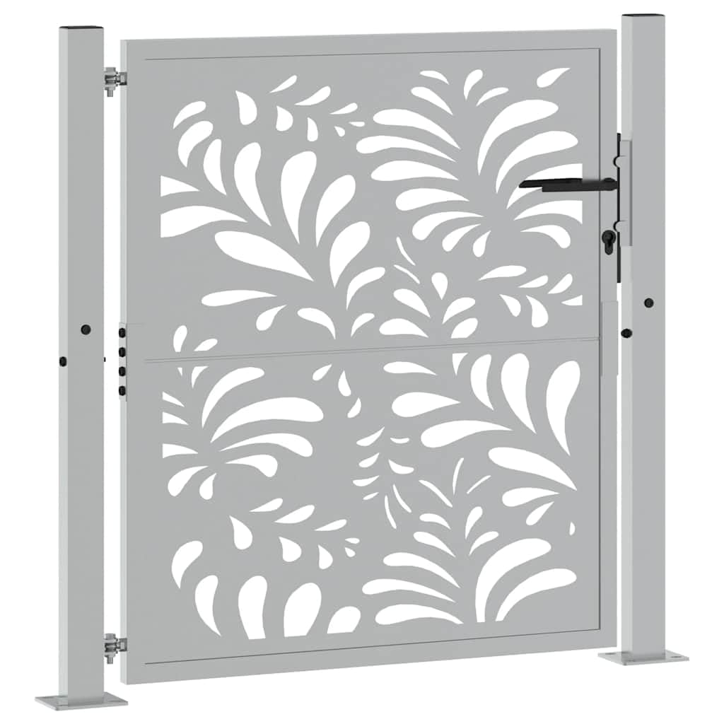 vidaXL Porte Jardin Acier résistant aux intempéries Conception Vague, Porte de clôture, Porte extérieure, Porte en métal, Porte de sécurité