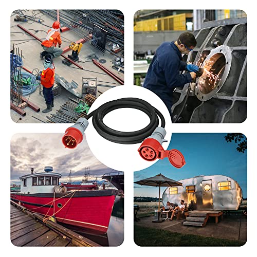 CEE Verlängerungskabel 0,5m Starkstromkabel H07RN-F 5G 2,5mm² 400V 16A, 5-polig CEE-Verlängerung mit Phasenwendestecker, IP44 Starkstrom-Verlängerung für Baustelle, Industrie, Außenbereich