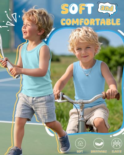 Image of Yooo's Vivi 3 Pack Toddler Boys Tank Tops | Toddler Boys Undershirts, 18M-5T, Sleeveless Muscle Shirt, Kids Athletic Tops, Crewneck, Summer, Loose, Basic, Sport, Play