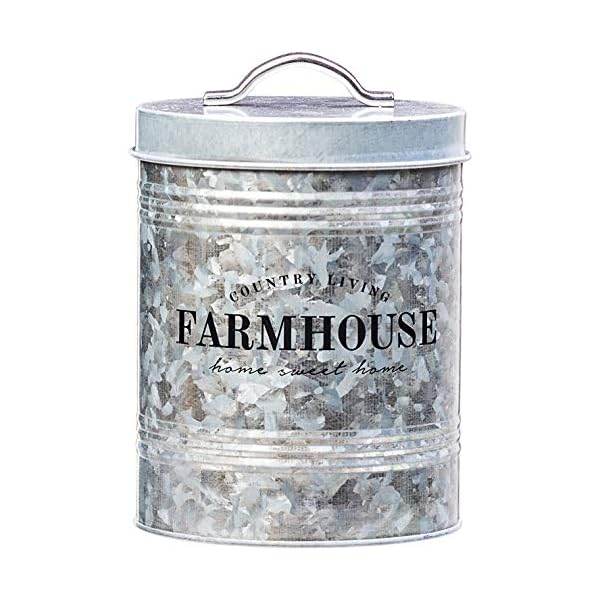 Amici Home Farmhouse Galvanized Canister | Dry Food Storage Container | Airtight Lid | 76 Oz Capacity | Farmhouse Décor | Rustic Metal Canister for Kitchen Countertop Amici Home Farmhouse Galvanized Canister | Dry Food Storage Container | Airtight Lid | 76 Oz Capacity | Farmhouse Décor | Rustic Metal Canister for Kitchen Countertop
